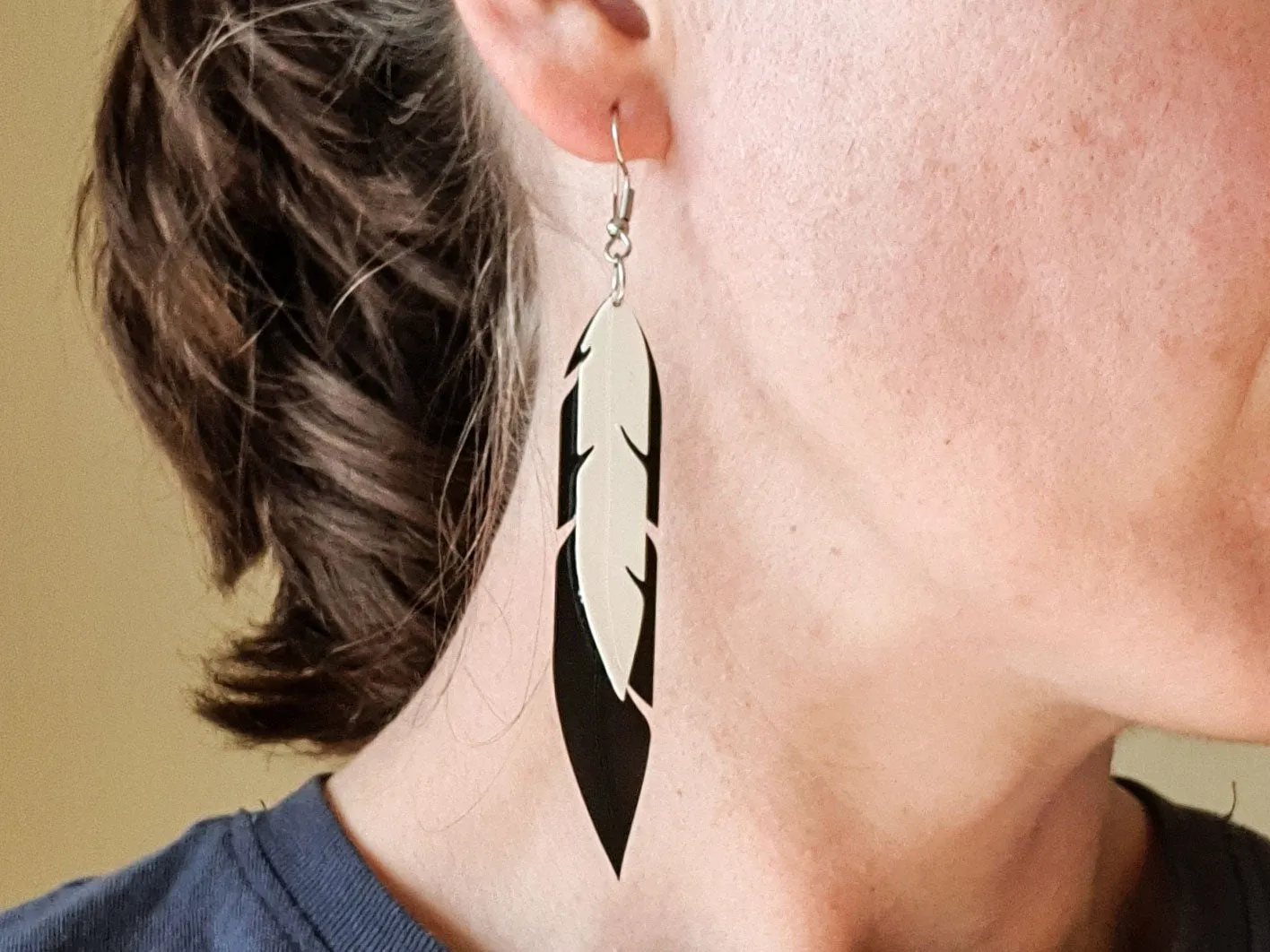 Pied Cormorant Feather Earrings sold by The Jewelry Edit product image thumbnail 2