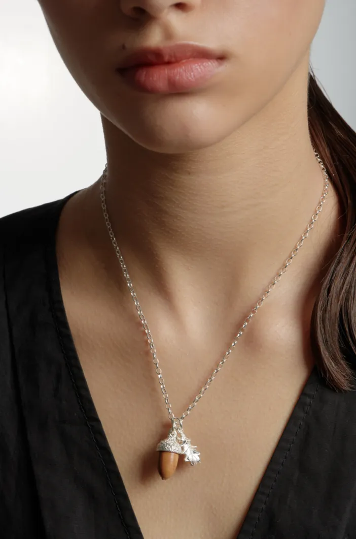 Acorn and Leaf Pendant Necklace sold by The Jewelry Edit product image thumbnail 3