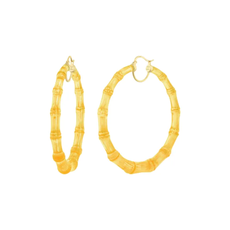 XL Honey Lucite Bamboo Hoops sold by The Jewelry Edit