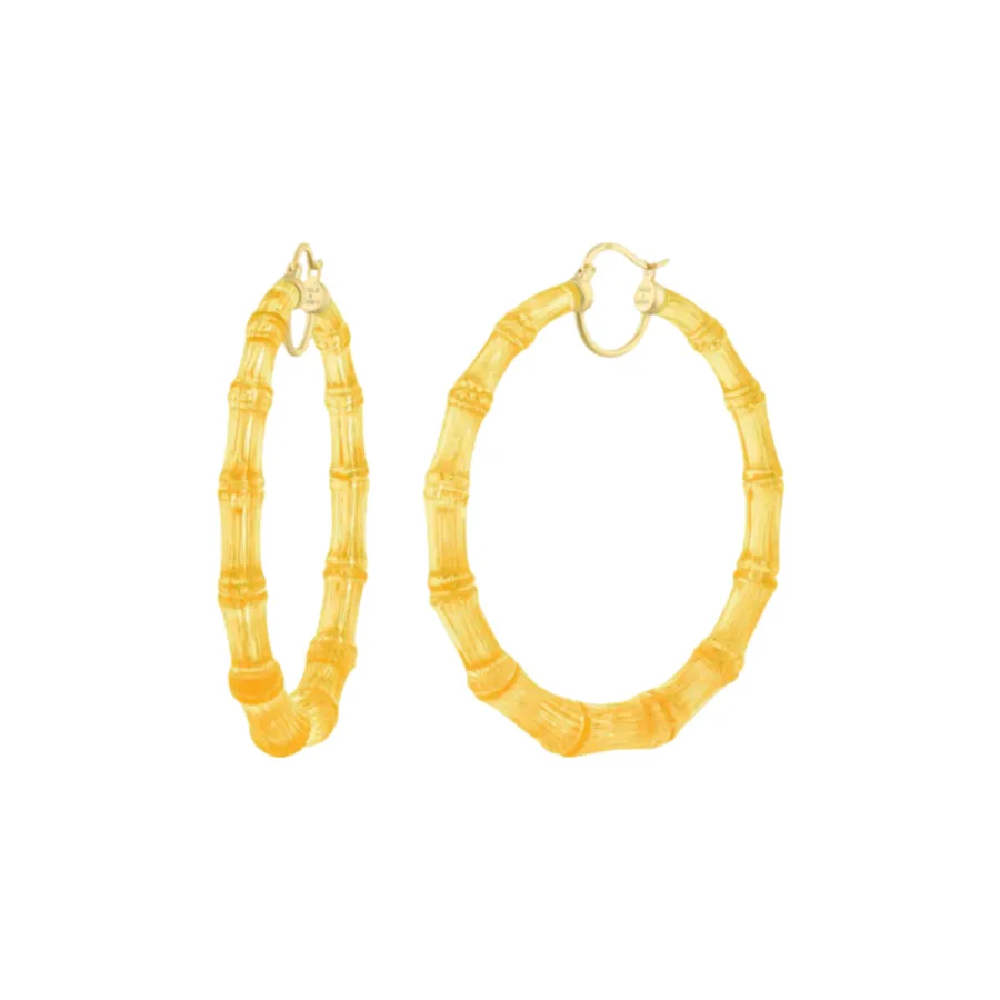 XL Honey Lucite Bamboo Hoops sold by The Jewelry Edit