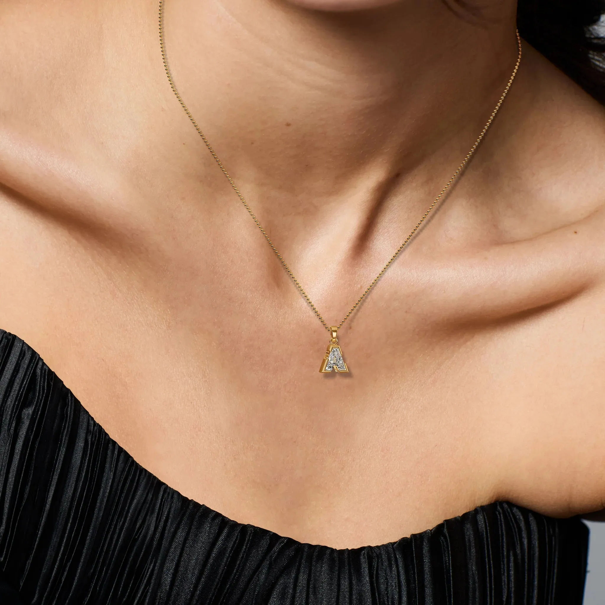 7mm Alphabet Solitaire Lab Grown Diamond Initial Pendant Yellow Gold sold by The Jewelry Edit product image thumbnail 2