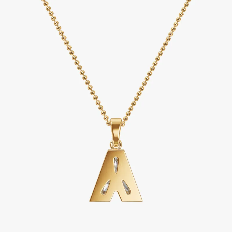 7mm Alphabet Solitaire Lab Grown Diamond Initial Pendant Yellow Gold sold by The Jewelry Edit