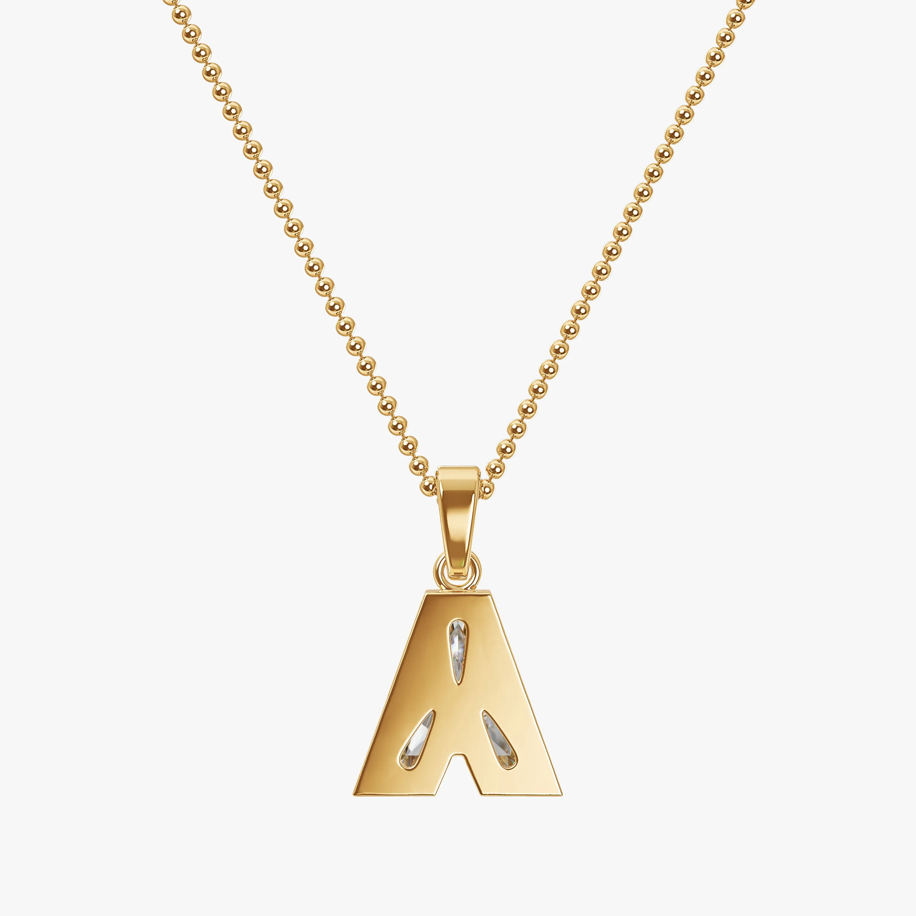 7mm Alphabet Solitaire Lab Grown Diamond Initial Pendant Yellow Gold sold by The Jewelry Edit