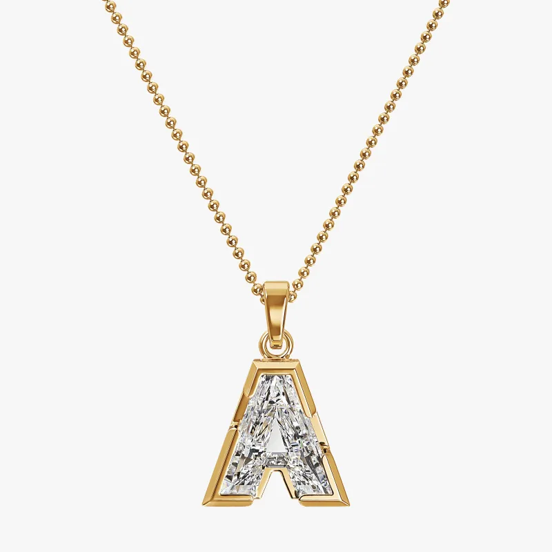9mm Alphabet Solitaire Diamond Initial Pendant Yellow Gold sold by The Jewelry Edit