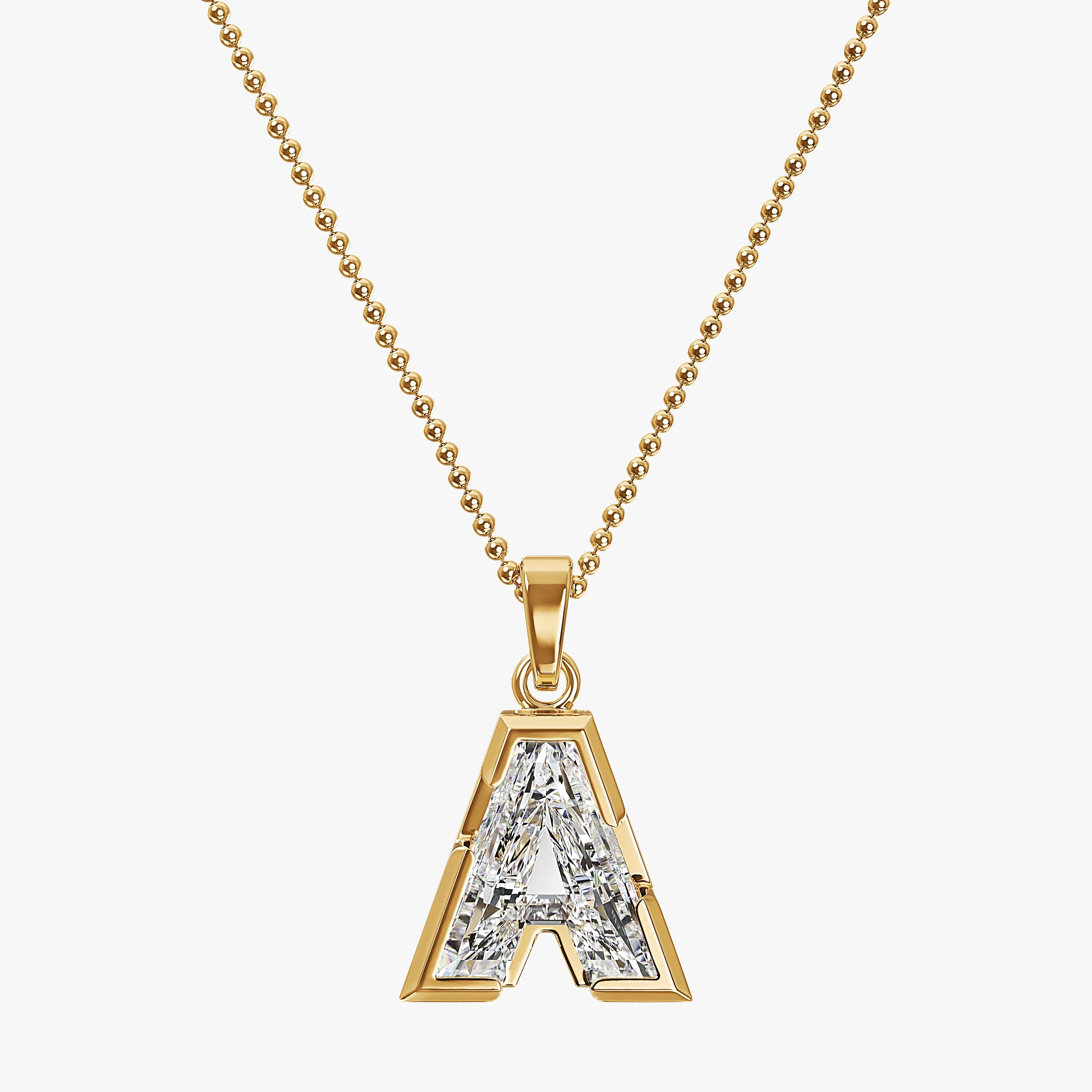9mm Alphabet Solitaire Diamond Initial Pendant Yellow Gold sold by The Jewelry Edit