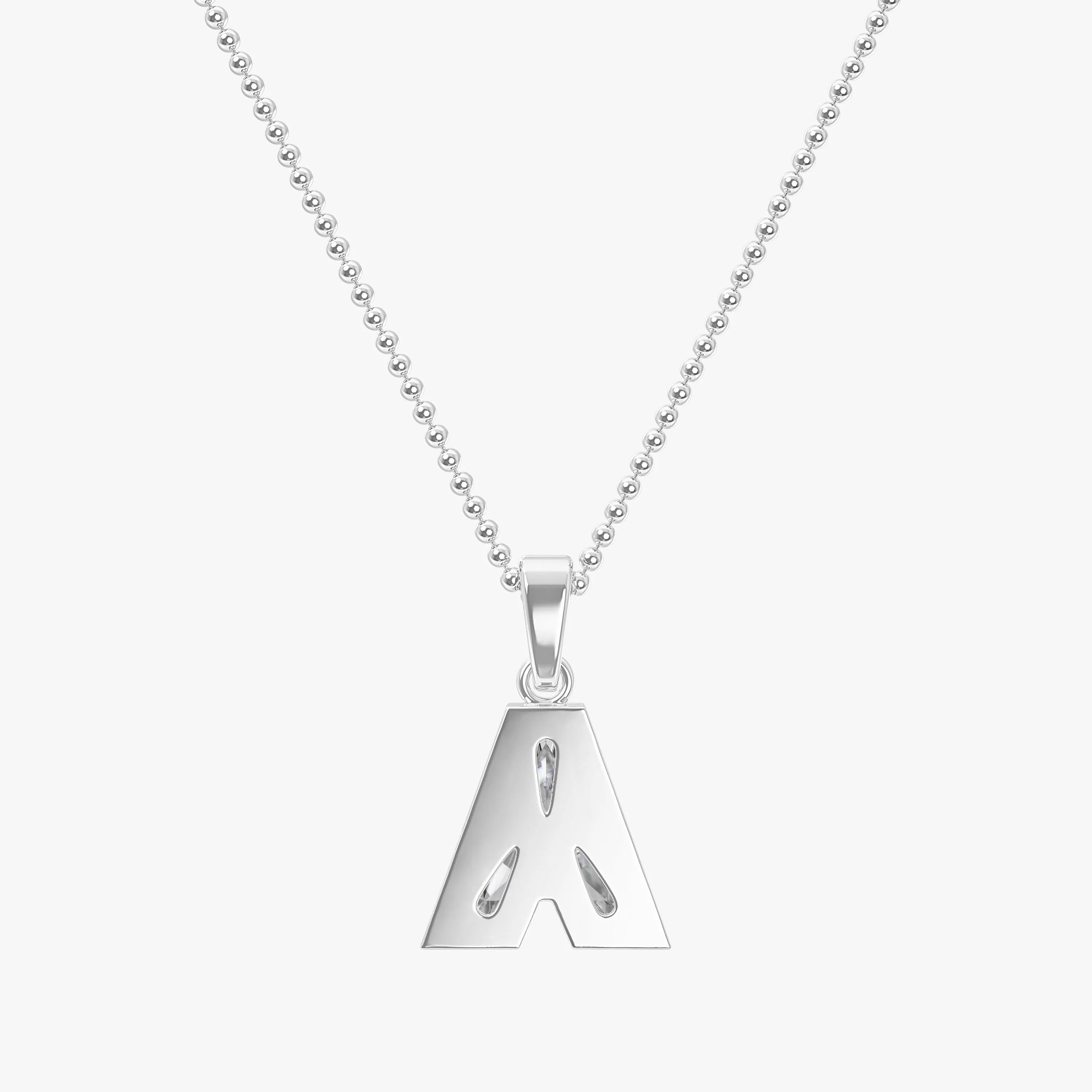 9mm Alphabet Solitaire Lab Grown Diamond Initial Pendant White Gold sold by The Jewelry Edit product image thumbnail 3