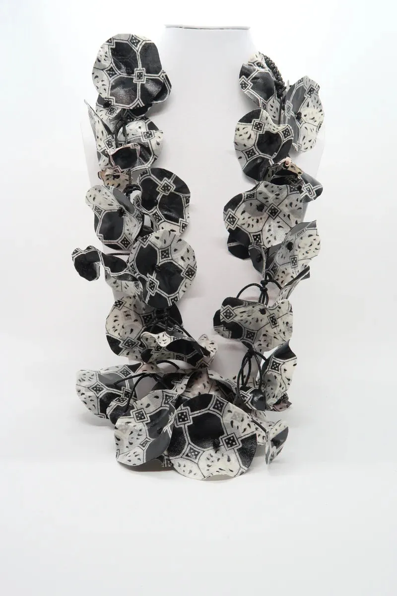 Recycled Fabric Lotus Leaves Neckalce sold by The Jewelry Edit