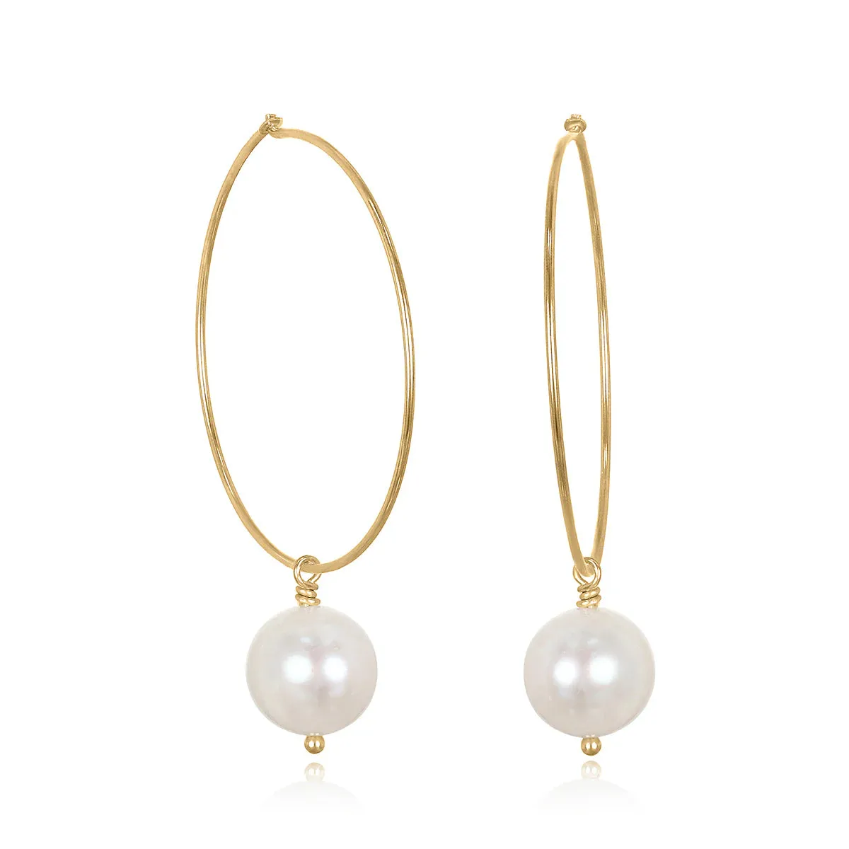 Freshwater Pearl Hoops sold by The Jewelry Edit