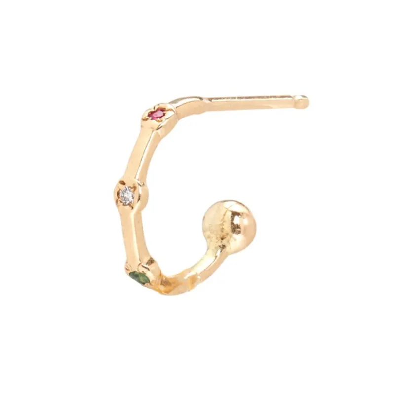 Mixed Gems Trio Huggie sold by The Jewelry Edit