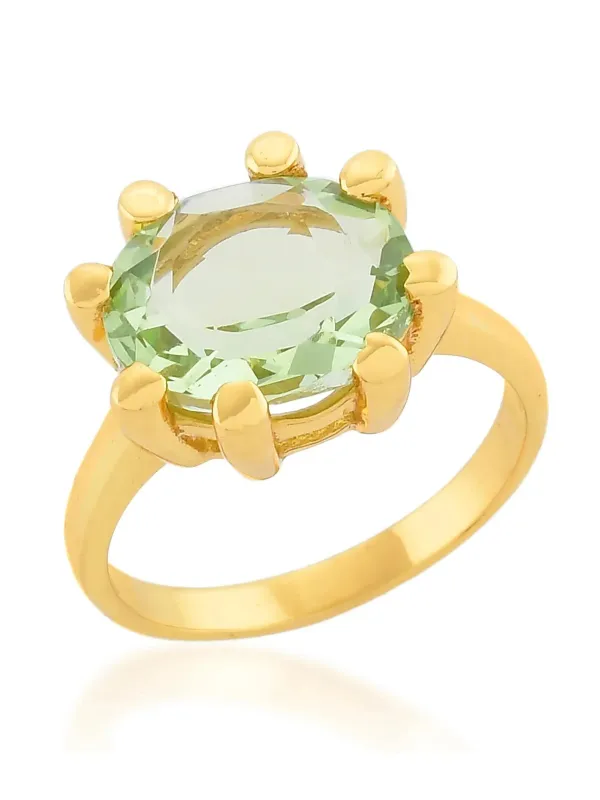 Oval Claw Ring Soft Green sold by The Jewelry Edit