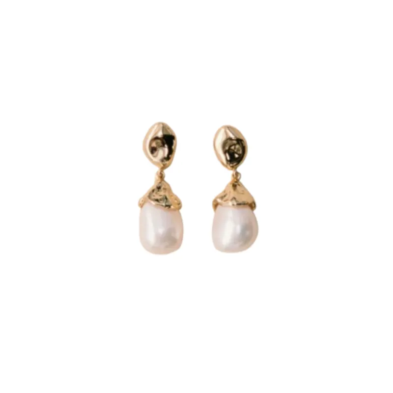 Pearl Drop Earring in Gold sold by The Jewelry Edit