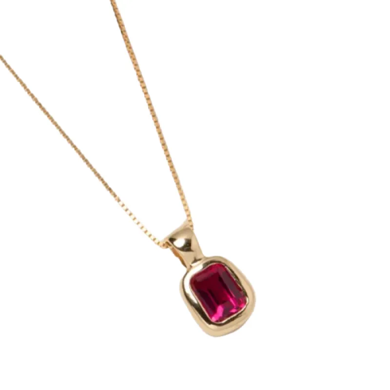 Freya Necklace in Pink Ruby and Gold sold by The Jewelry Edit