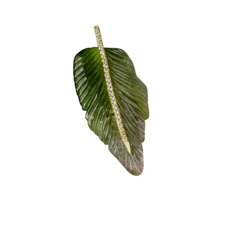 Green Leaf Tourmaline Pendant made by The Jewelry Edit