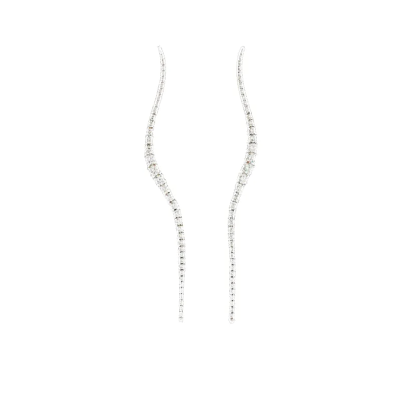 Pair of Long Halo Earrings sold by The Jewelry Edit