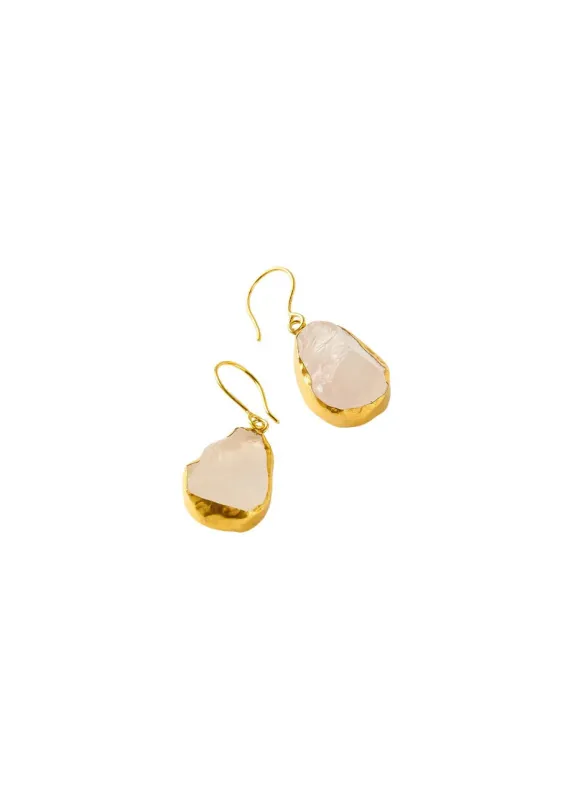 Afghanistan Rose Quartz Masoma Single Drop Earrings made by Pippa Small