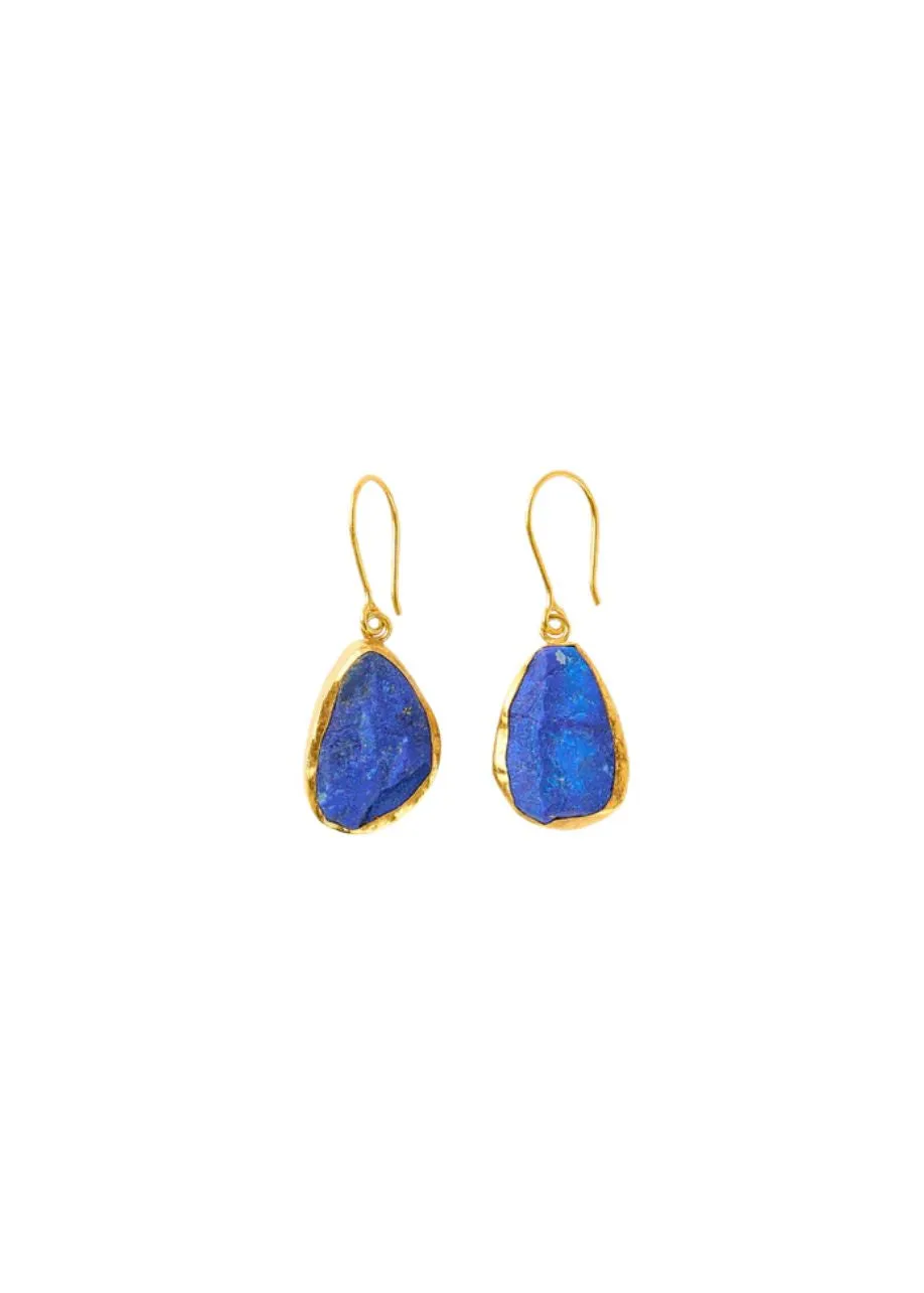 Afghanistan Lapis Masoma Single Drop Earrings sold by The Jewelry Edit