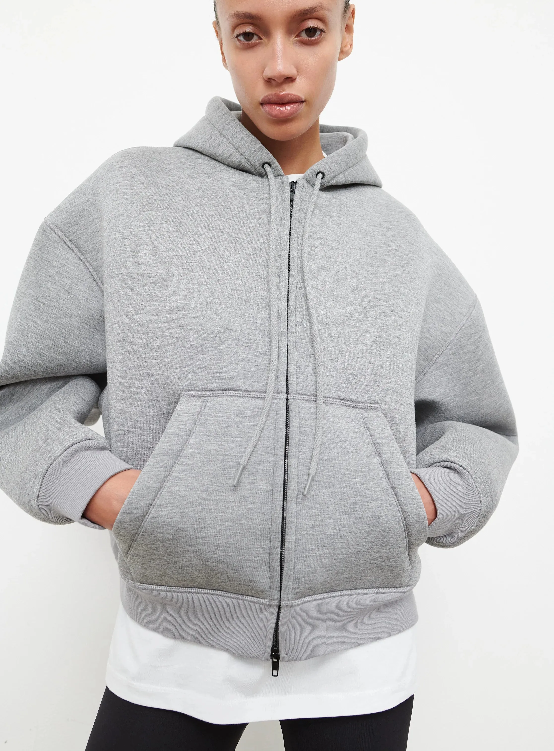 Bonded Zip Hoodie Grey Marl sold by Curio product image thumbnail 4