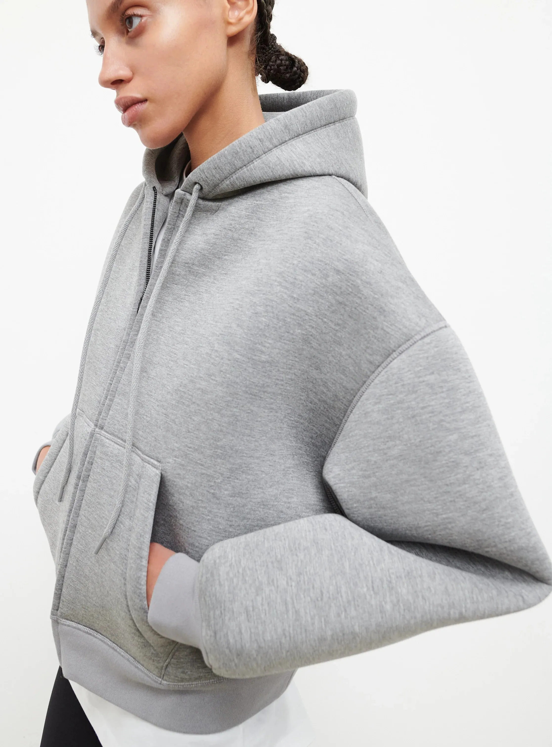 Bonded Zip Hoodie Grey Marl sold by Curio product image thumbnail 5