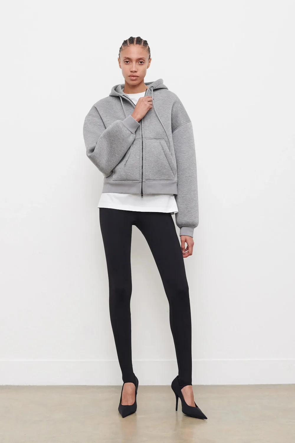 Bonded Zip Hoodie Grey Marl sold by Curio