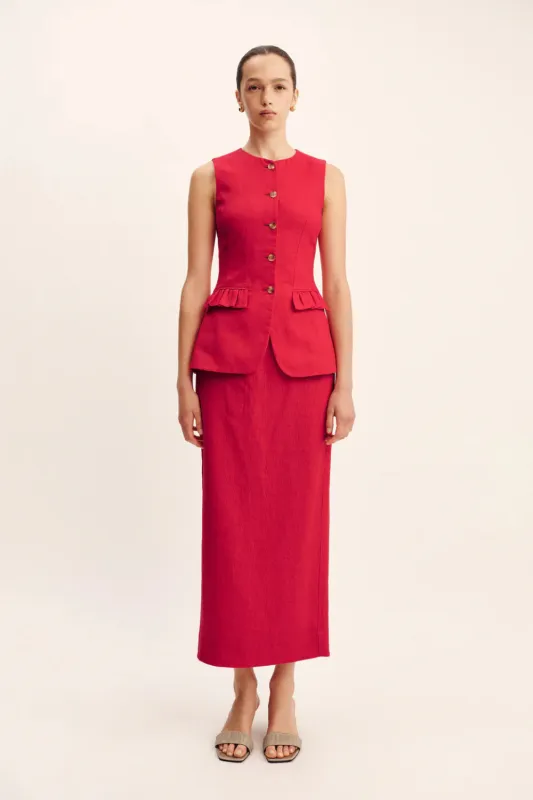 Bonnie Pencil Skirt Red (Final Sale) sold by Curio