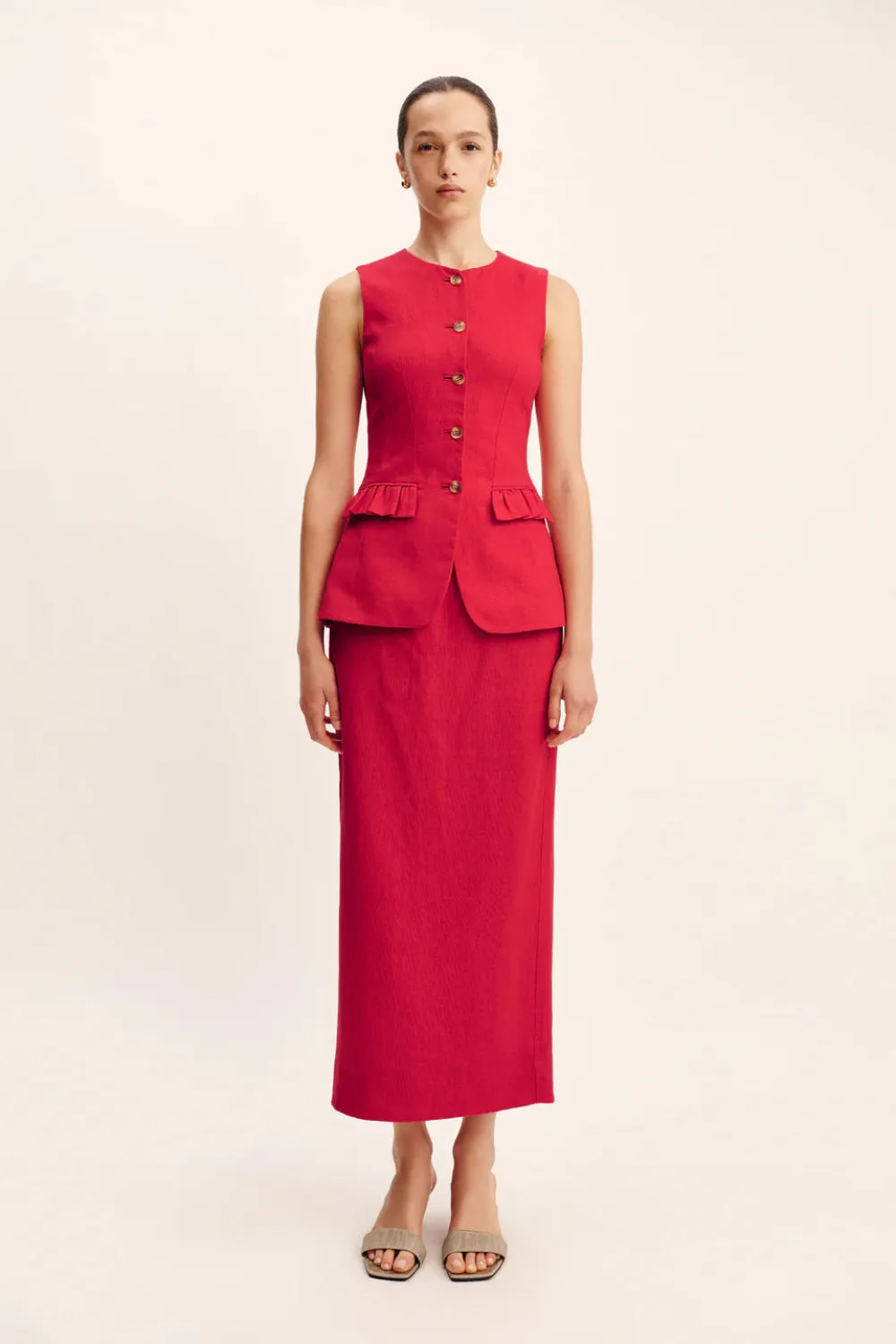 Bonnie Pencil Skirt Red (Final Sale) sold by Curio