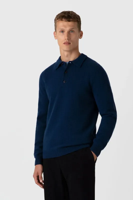 Lambswool Polo Shirt Naval Blue sold by Curio