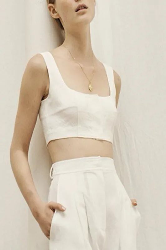 JirJa Linen Crop Top (Final Sale) sold by Curio