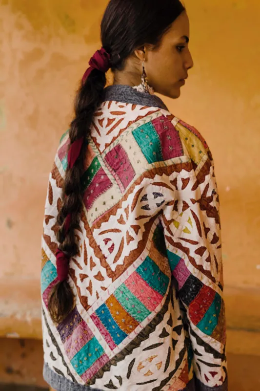 One of a Kind Cutwork Kantha Jacket (Final Sale) sold by Curio