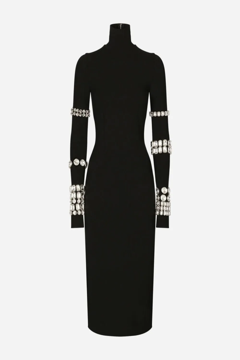 KIM DOLCE&GABBANA Calf-length dress in jersey Milano rib with rhinestones (Final Sale) sold by Curio product image thumbnail 2