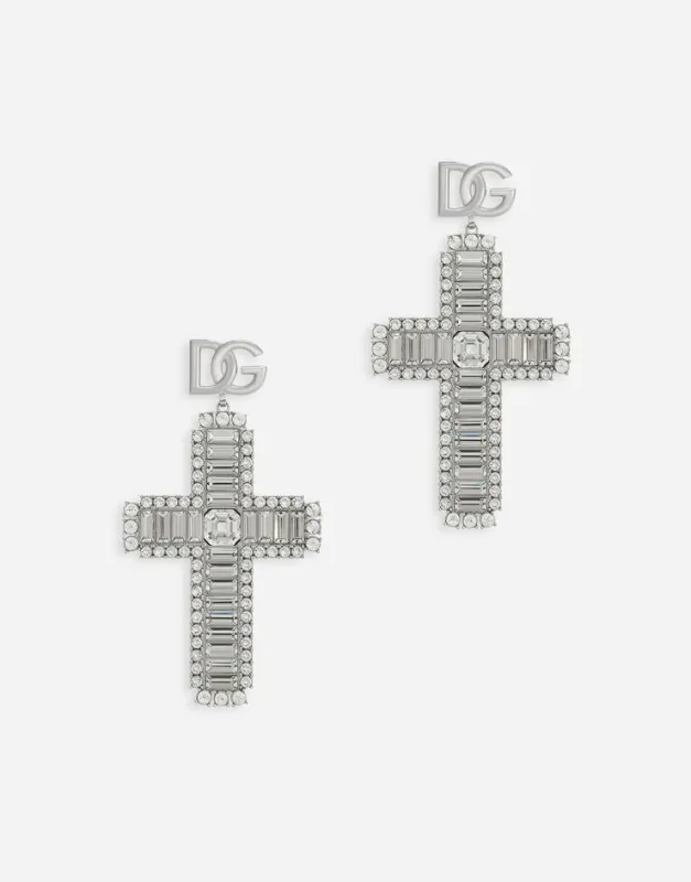 KIM DOLCE&GABBANA Cross Earrings with Rhinestone Accents (Final Sale) sold by Curio