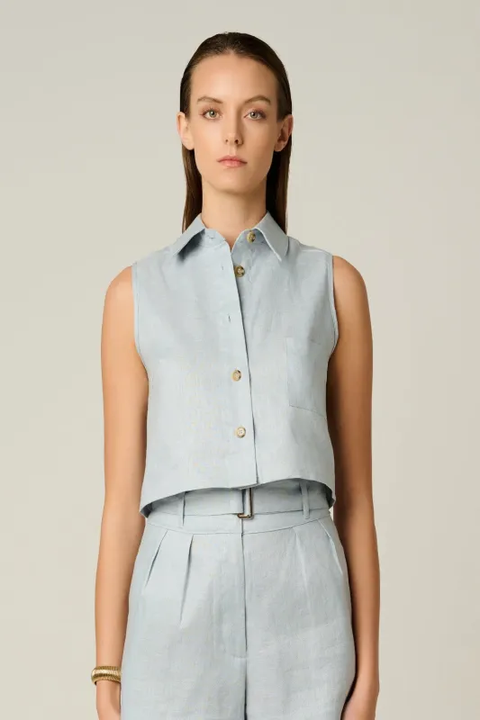 Katja Top Dusty Blue (Final Sale) sold by Curio