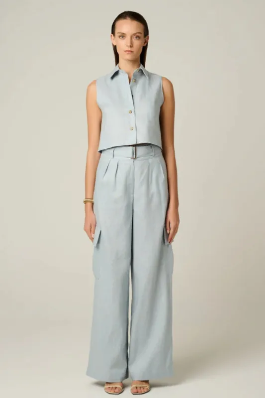 Maggie Pant Dusty Blue Pant (Final Sale) sold by Curio