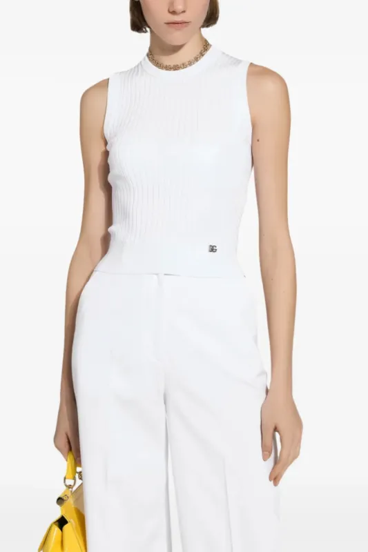 Ribbed Stretch Viscose Top with Medal DG Logo Pin (Final Sale) sold by Curio