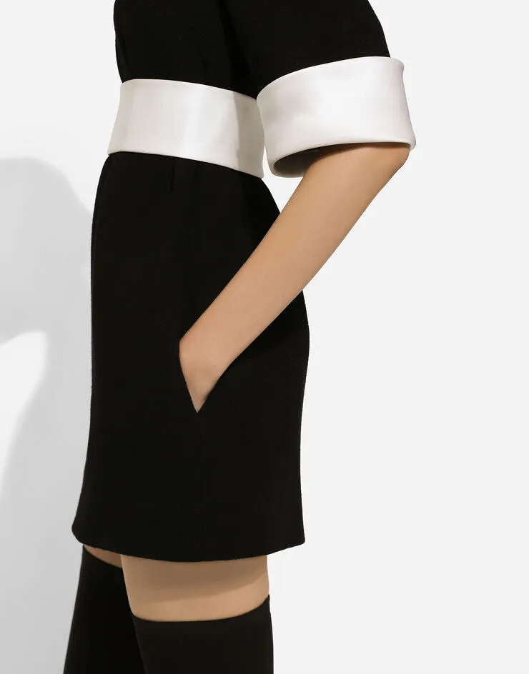 Short Wool Crepe Dress with Satin Details (Final Sale) sold by Curio product image thumbnail 2