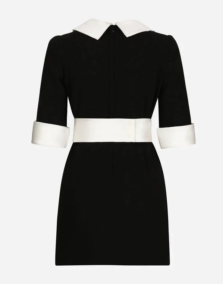 Short Wool Crepe Dress with Satin Details (Final Sale) sold by Curio product image thumbnail 3