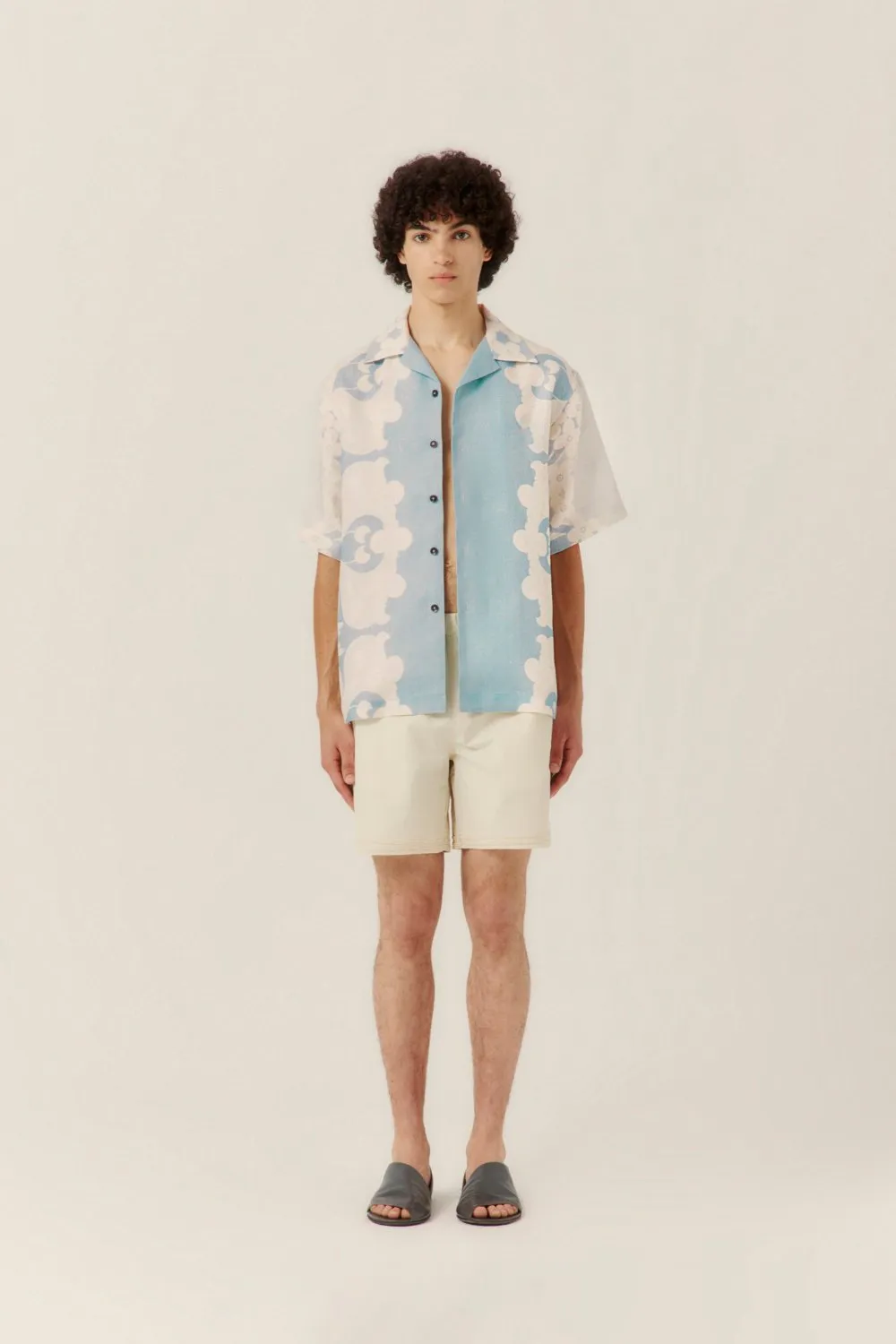 Paradise Floral Camp Collar Shirt Blue (Final Sale) sold by Curio