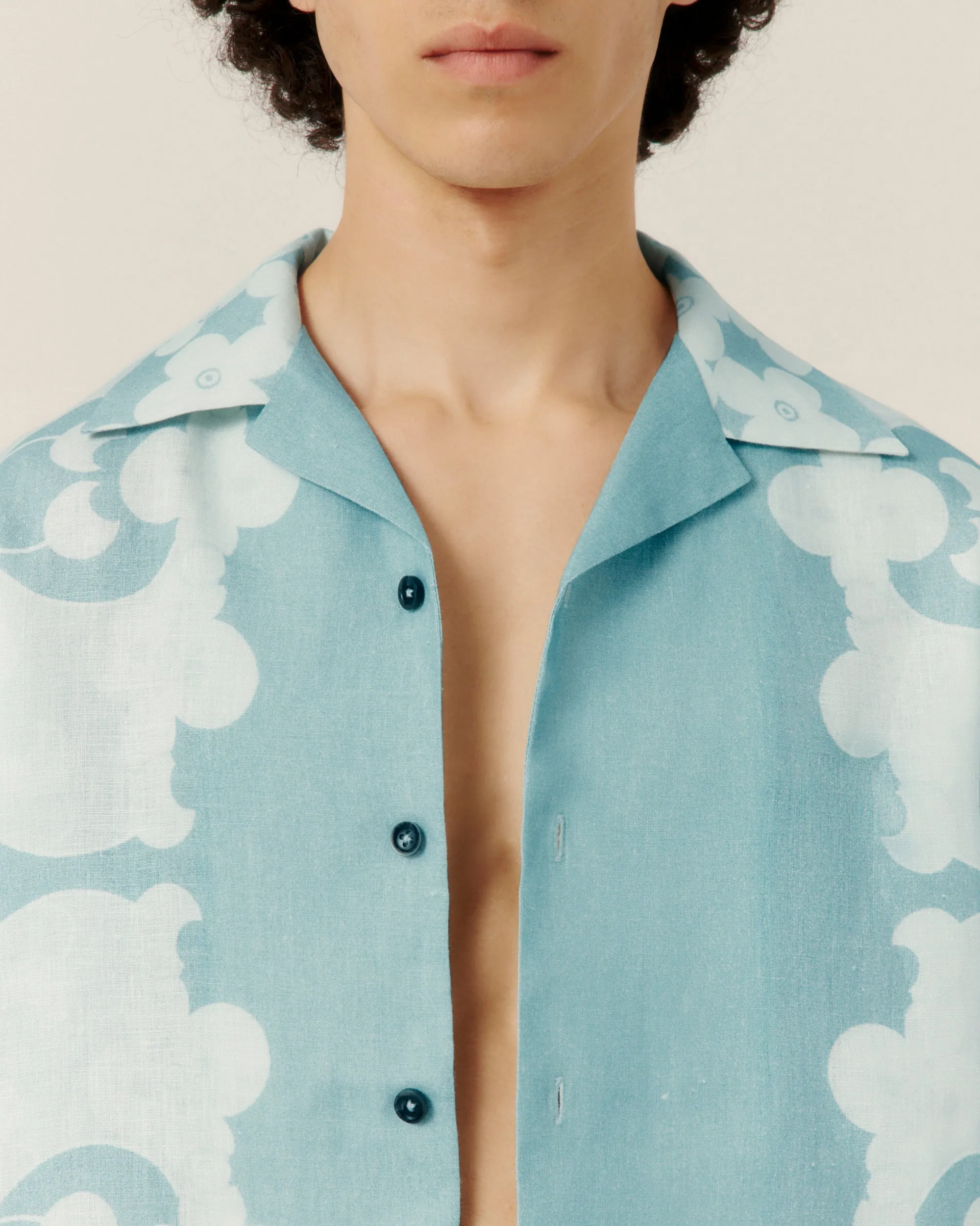 Paradise Floral Camp Collar Shirt Blue (Final Sale) sold by Curio product image thumbnail 4