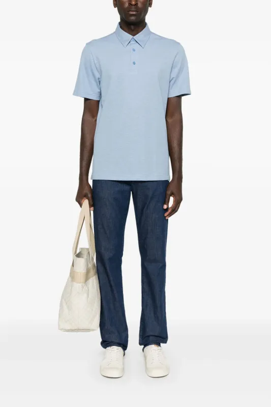 Sky Blue Organic Cotton Piqué Polo (Final Sale) sold by Curio