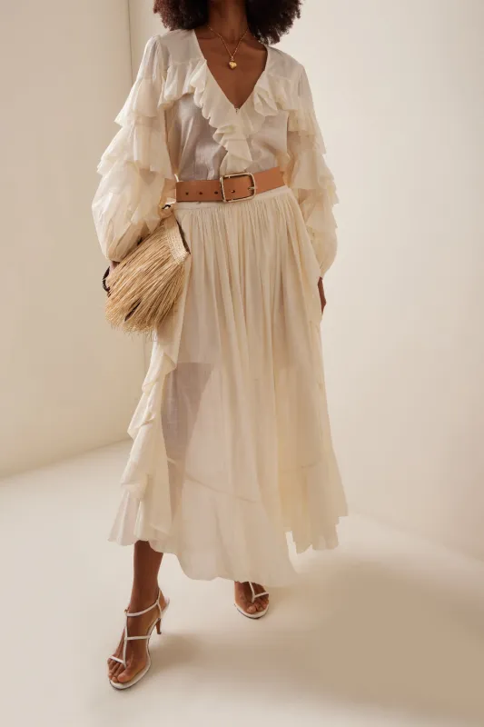 Acacia Ruffle Blouse Tea (Final Sale) made by Zimmermann