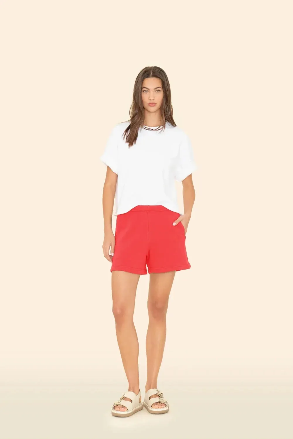 Shayne Sweatshort Jetty Red (Final Sale) sold by Curio