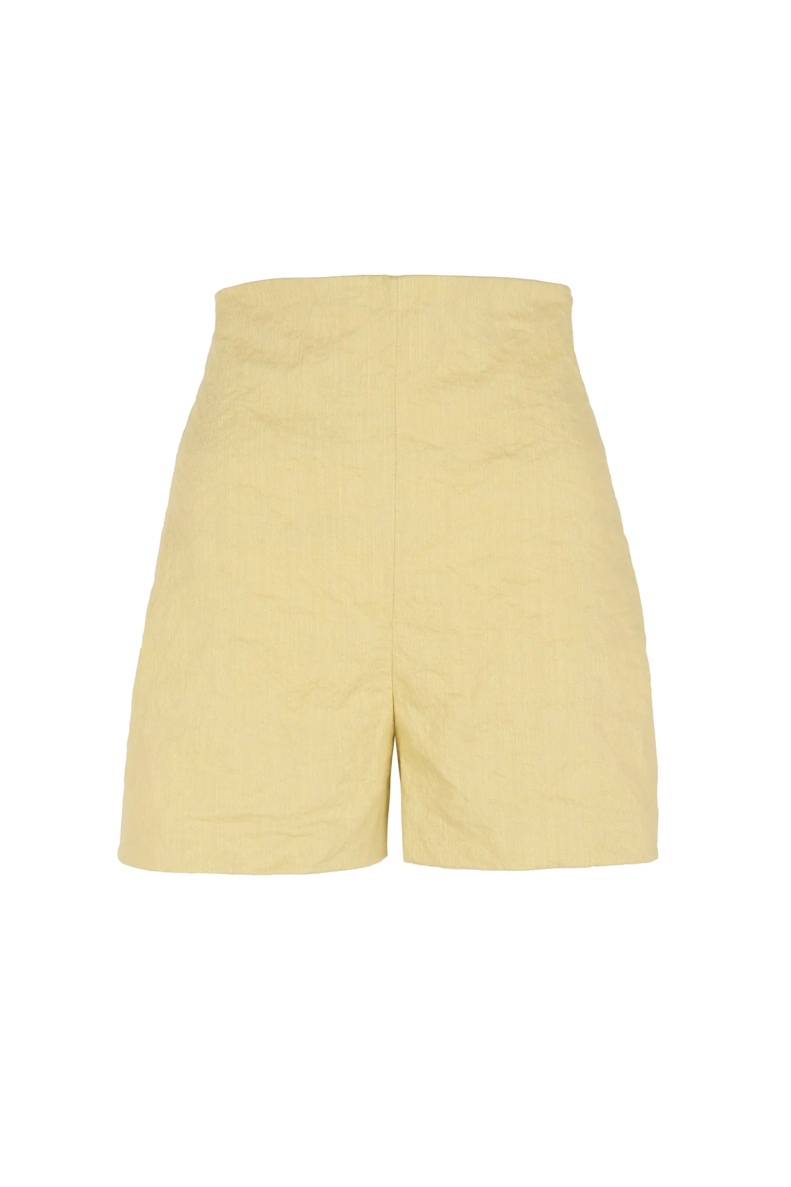Limon Pale Yellow High Waisted Shorts (Final Sale) sold by Curio product image thumbnail 4
