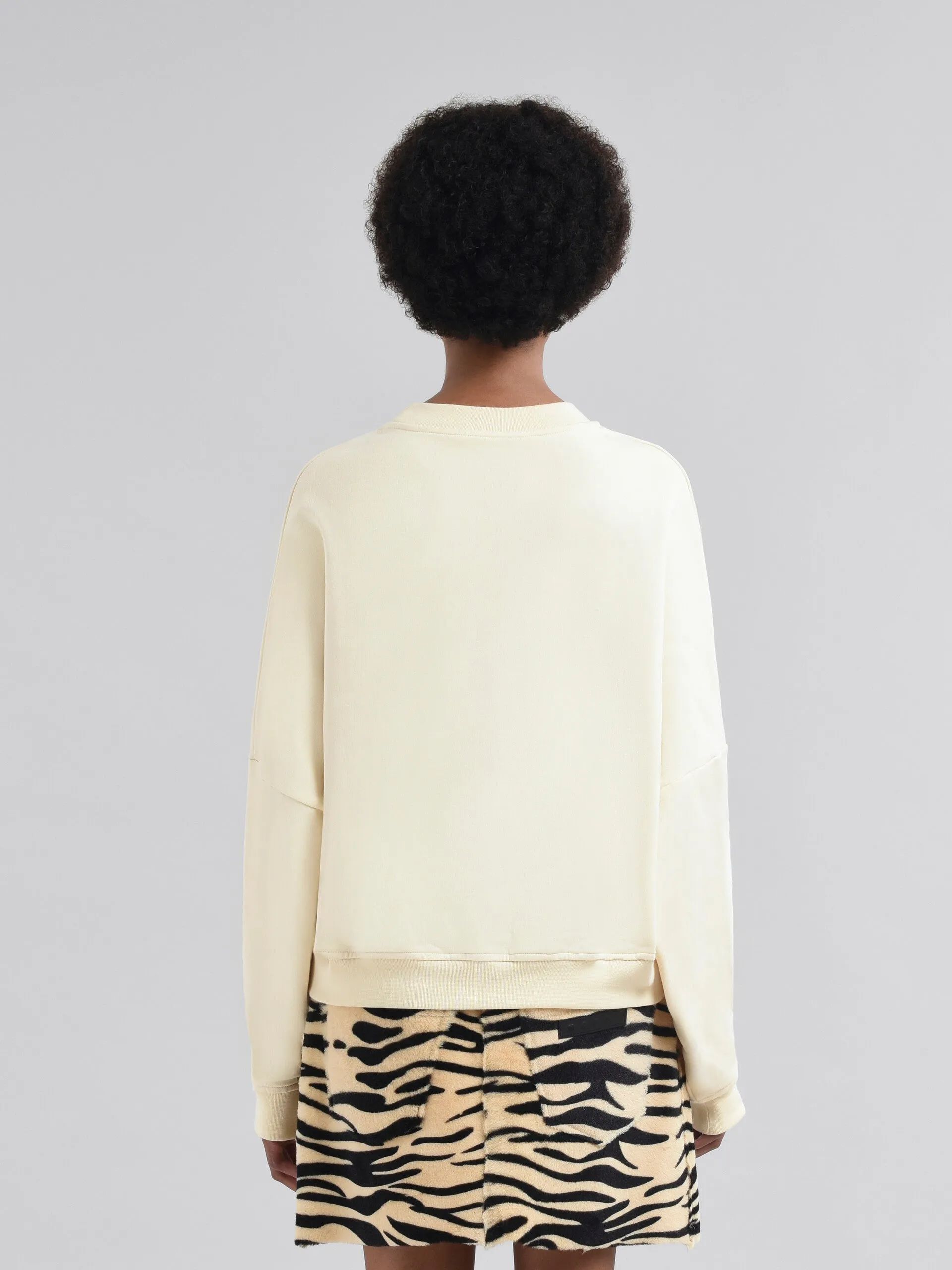 Ivory Cotton Crewneck T-Shirt with Printed Marni Logo (Final Sale) sold by Curio product image thumbnail 3