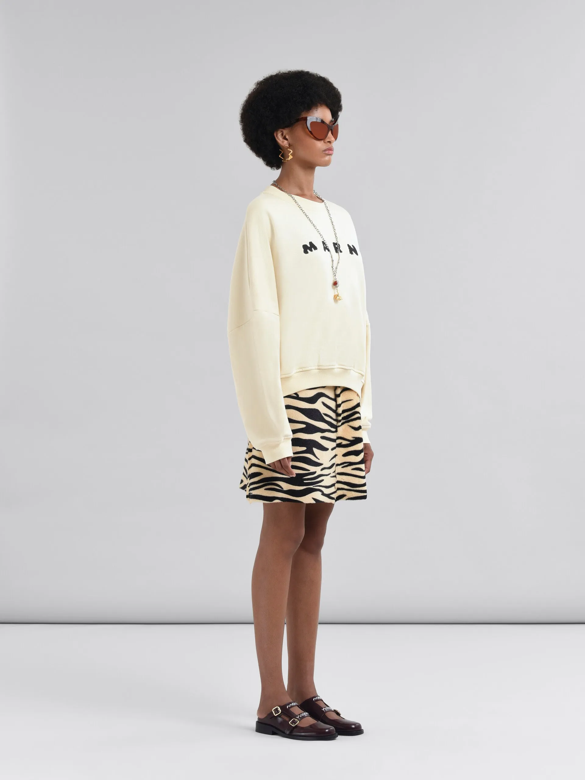 Ivory Cotton Crewneck T-Shirt with Printed Marni Logo (Final Sale) sold by Curio product image thumbnail 2