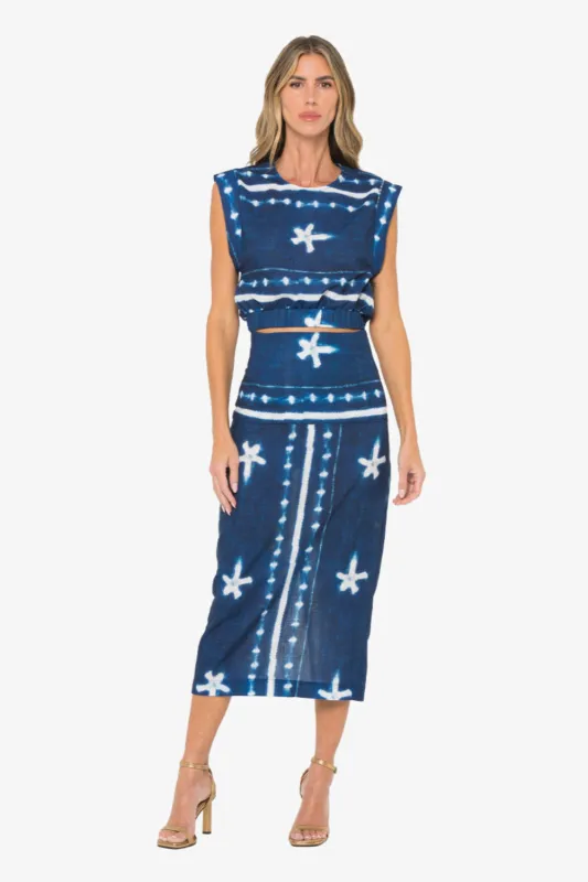 Kala Skirt Indigo Shibori (Final Sale) sold by Curio