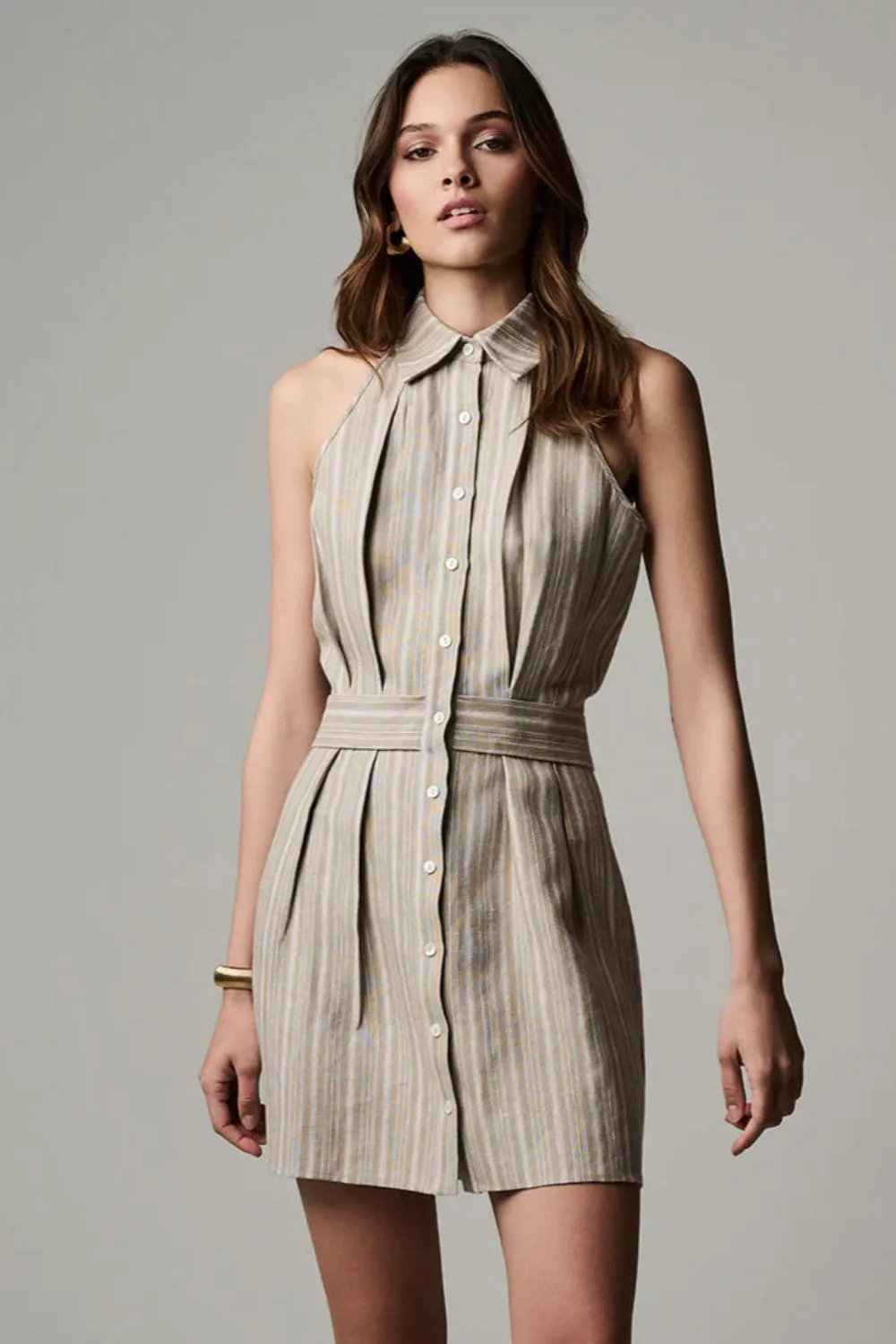 Domino Dress Tawny Stripe (Final Sale) sold by Curio