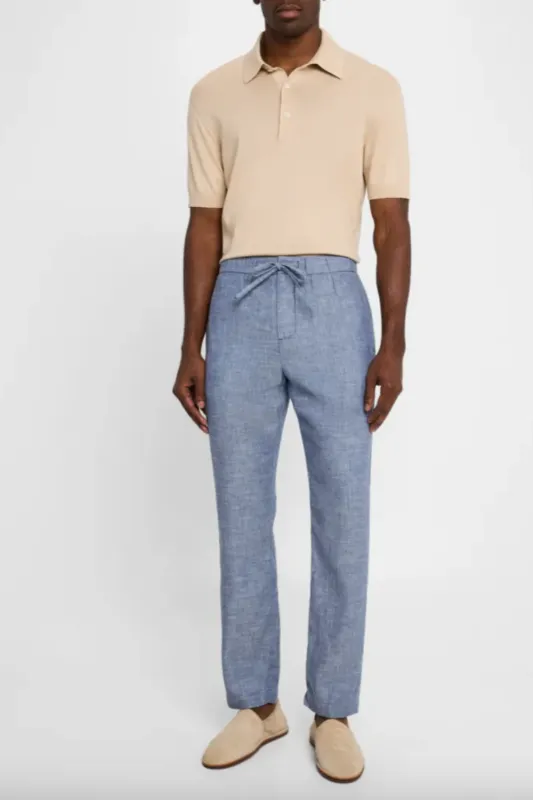 Oscar Linen Chinos Mélange Navy Blue (Final Sale) sold by Curio