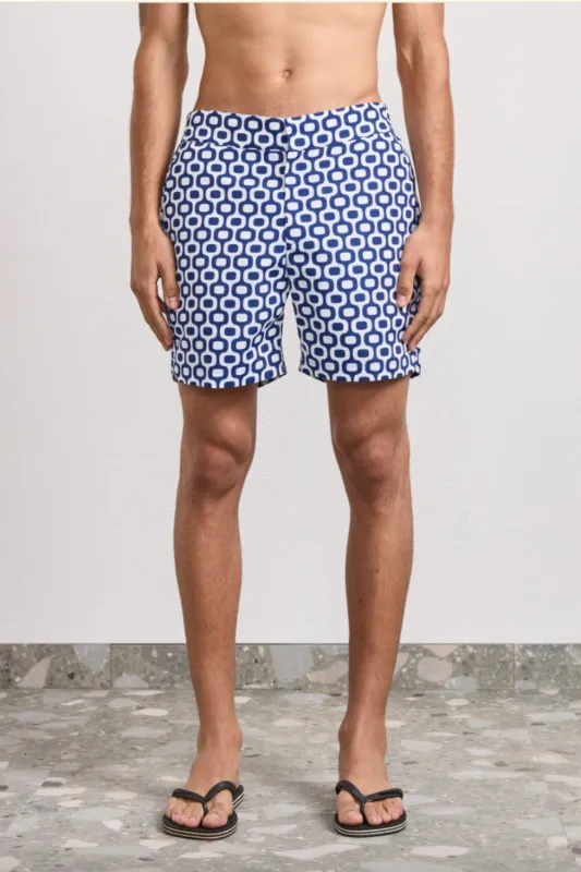 Porto Swim Shorts Ipanema Large Print Navy (Final Sale) sold by Curio