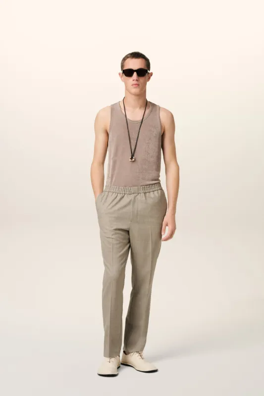 Beige Wool Elasticated Waist Trousers (Final Sale) sold by Curio