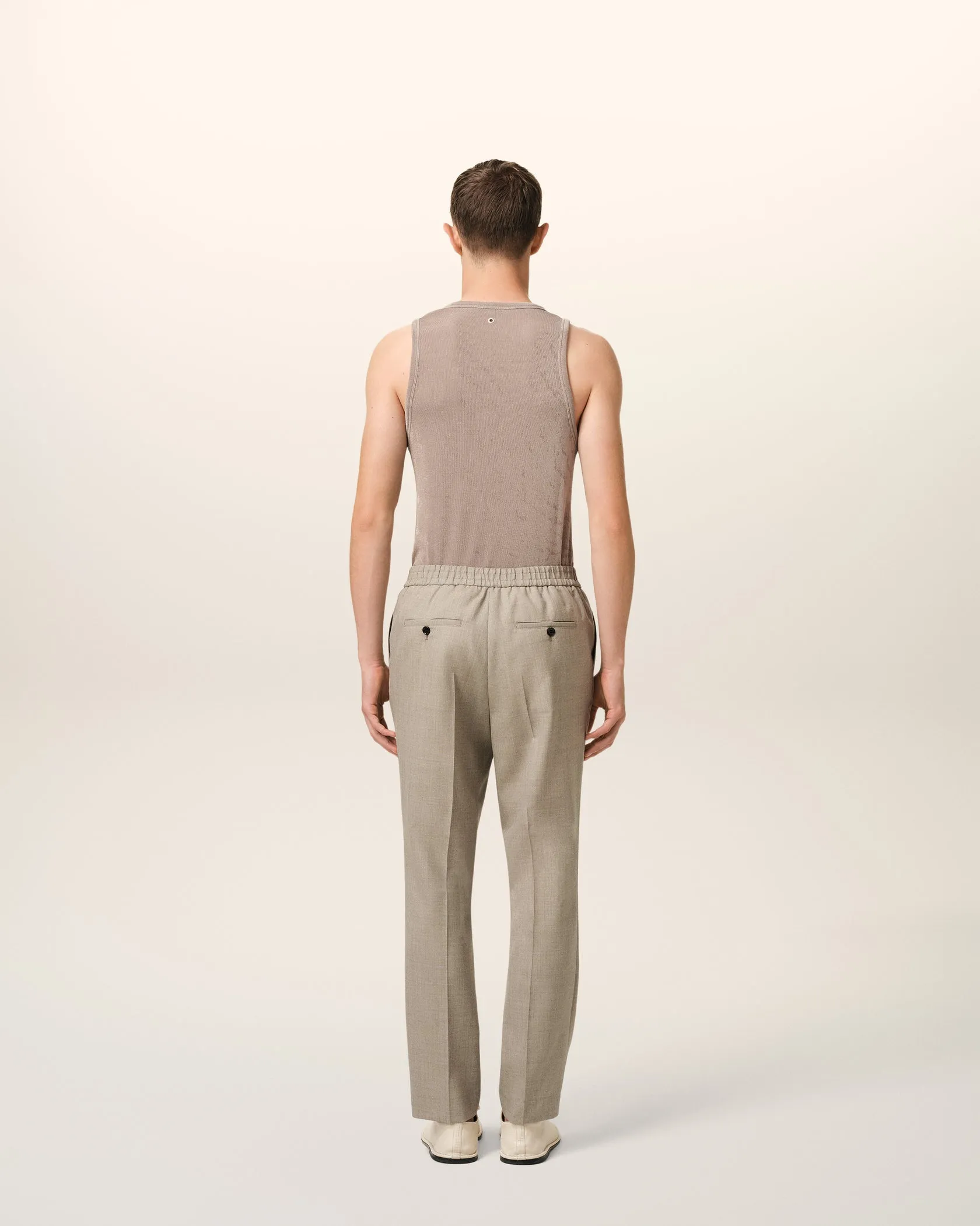 Beige Wool Elasticated Waist Trousers (Final Sale) sold by Curio product image thumbnail 3