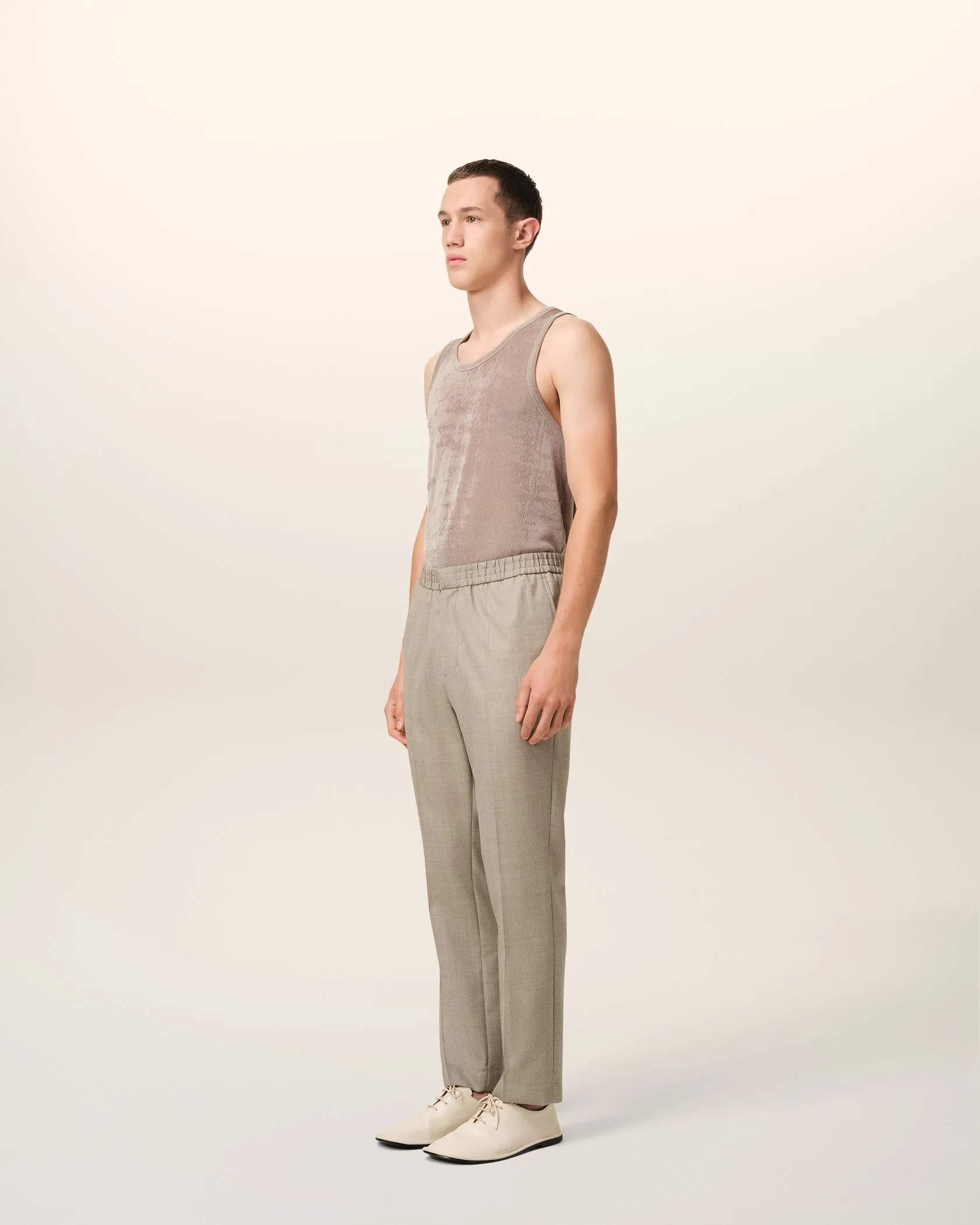 Beige Wool Elasticated Waist Trousers (Final Sale) sold by Curio product image thumbnail 4